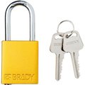 Brady Brady Safety Lockout Padlock, Keyed Different, 1-1/2in, Aluminum/Steel, Yellow SDAL-YLW-38ST-KD